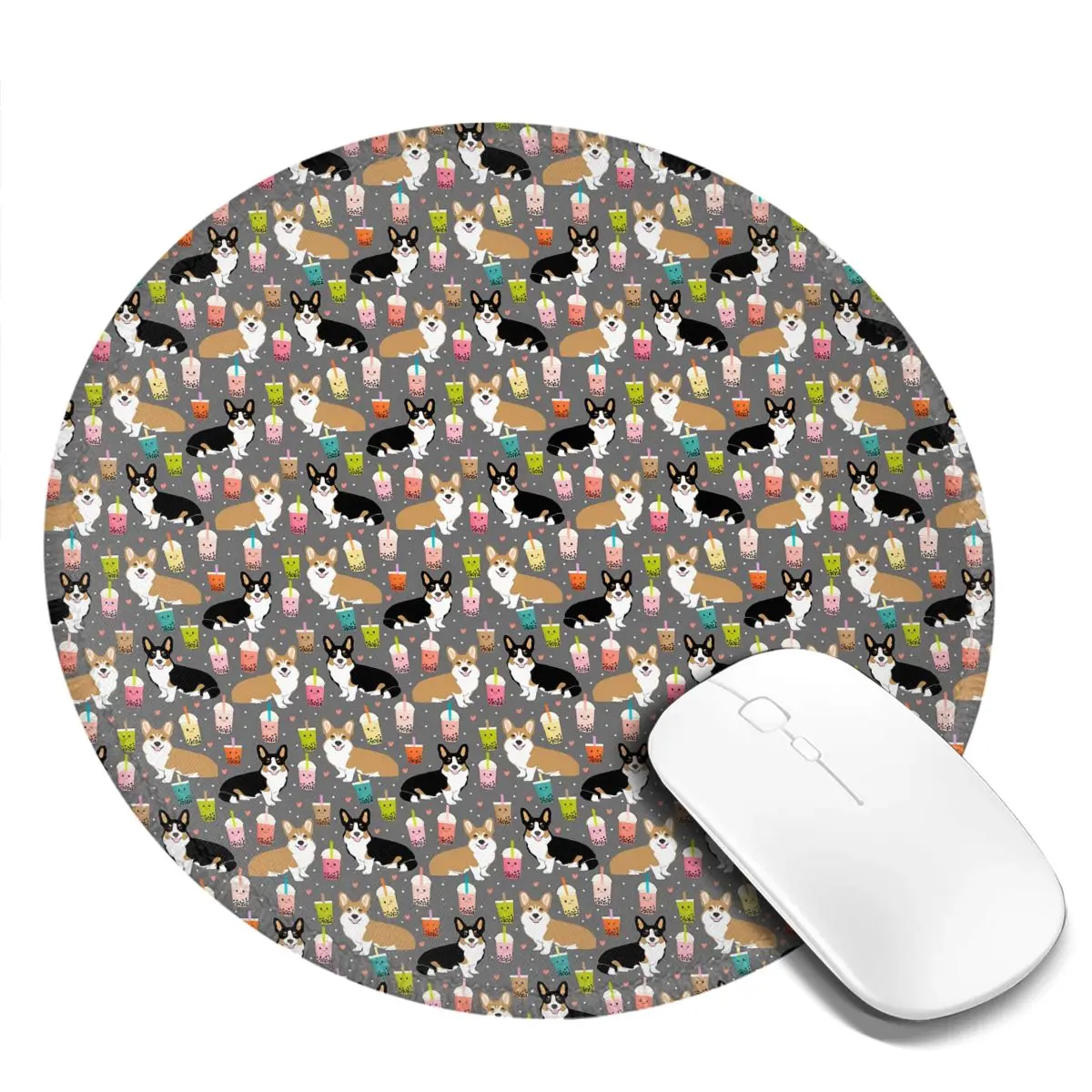 

Corgi Boba Mouse Pad Cute Dogs Print Rubber Desktop Mousepad Anti-Slip Simple Best Picture Mouse Mat