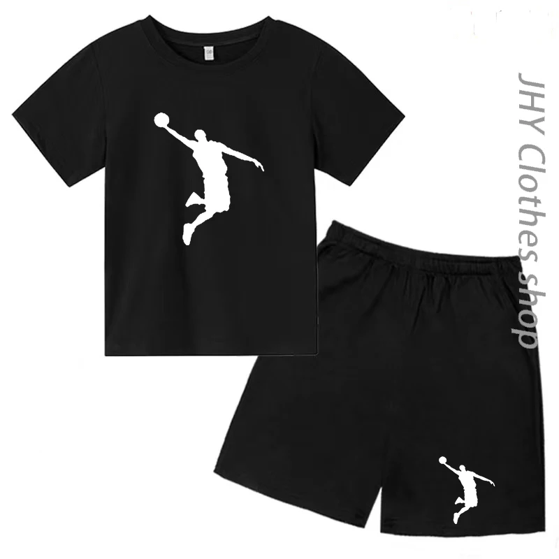 

T-shirt Set Boys Summer Basketball Game Training Wear Girls Outdoor Sports Brand Short Sleeve + Shorts Kids Jogging Casual Wear