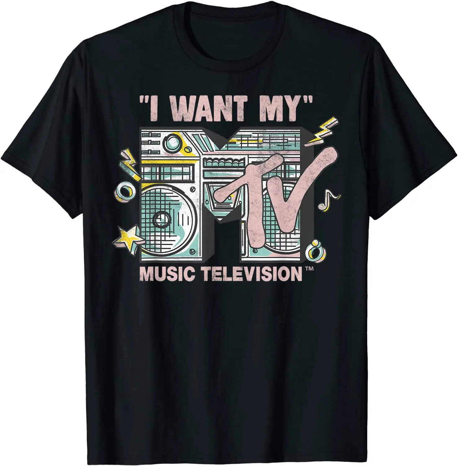 MTV I Want My Retro Boombox Graphic T-Shirt