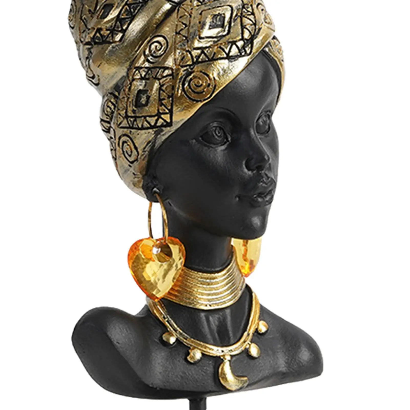 

African Woman Bust Statue Women Sculpture Tribal Lady Figurine for Decor