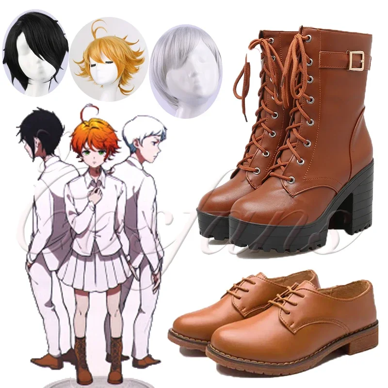 Парики для косплея по мотивам аниме обещания Neverland обувь Эммы коричневые сапоги