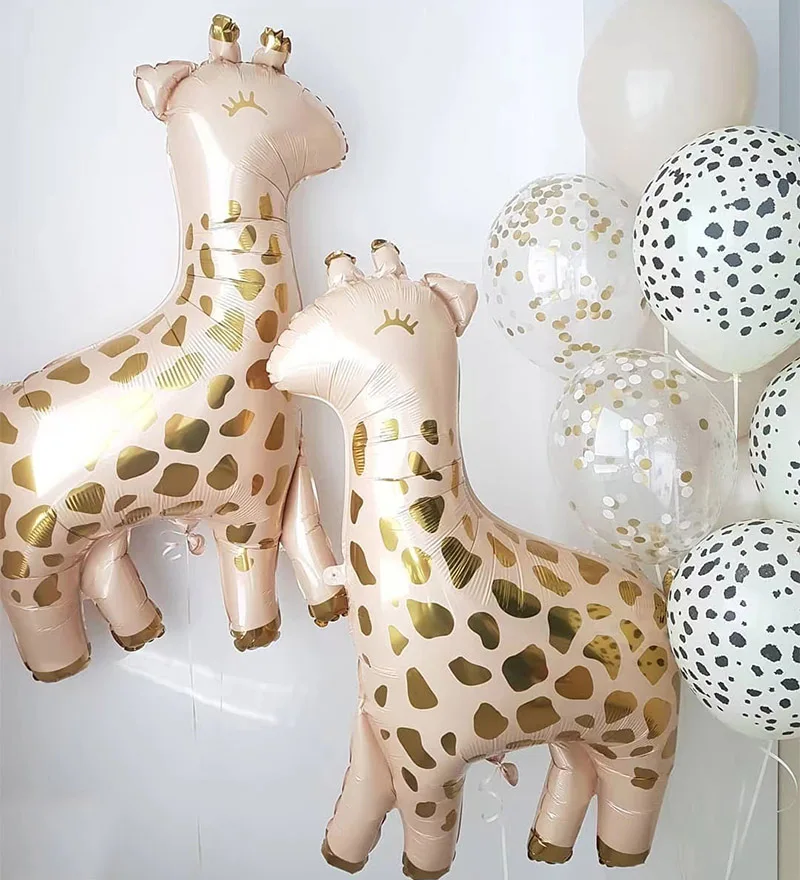 

2pcs Giraffe Cartoon Elephant Panther Foil Balloon Safari Party Birthday Decor Deer Animal Balloons Baby Shower Kids Party Balls