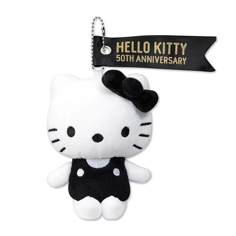 15 см Sanrio аниме черный белый Hello Kitty 50 юбилей плюшевая игрушка милая подвеска