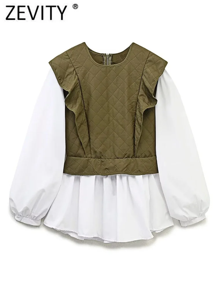 

Модная женская блузка Zevity из поплина с хлопковой подкладкой, Женская осенне-зимняя плиссированная рубашка с оборками, шикарные блузки LS2674