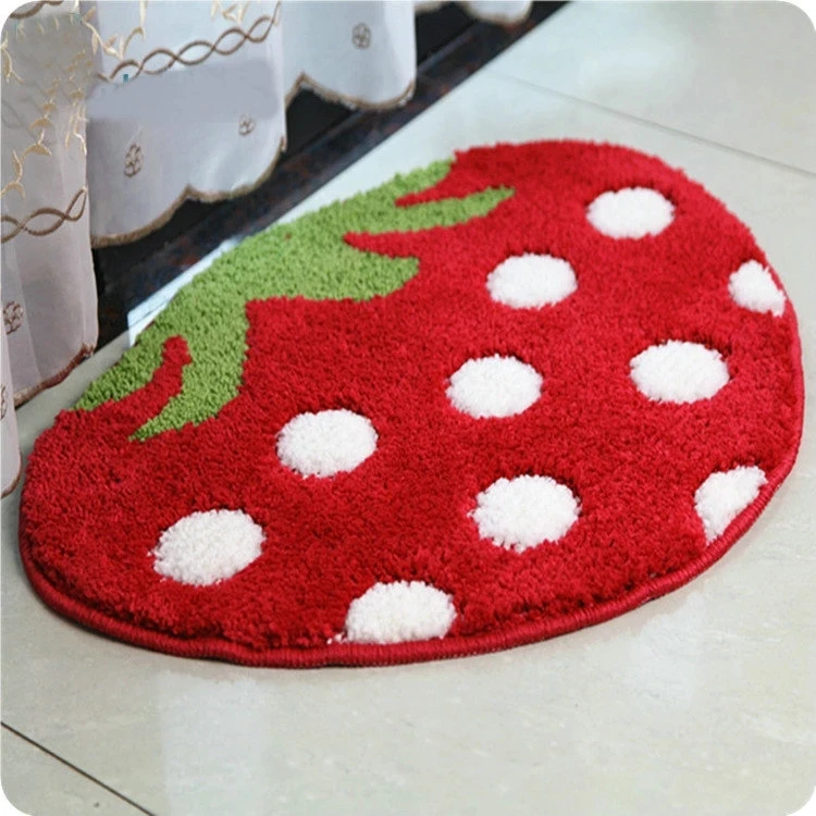 Cartoon Strawberry Shape Soft Flexible Carpet Mat Rug For Kid Floor Tapete Living Room Bathroom Kitchen Area Rug Home Decoration