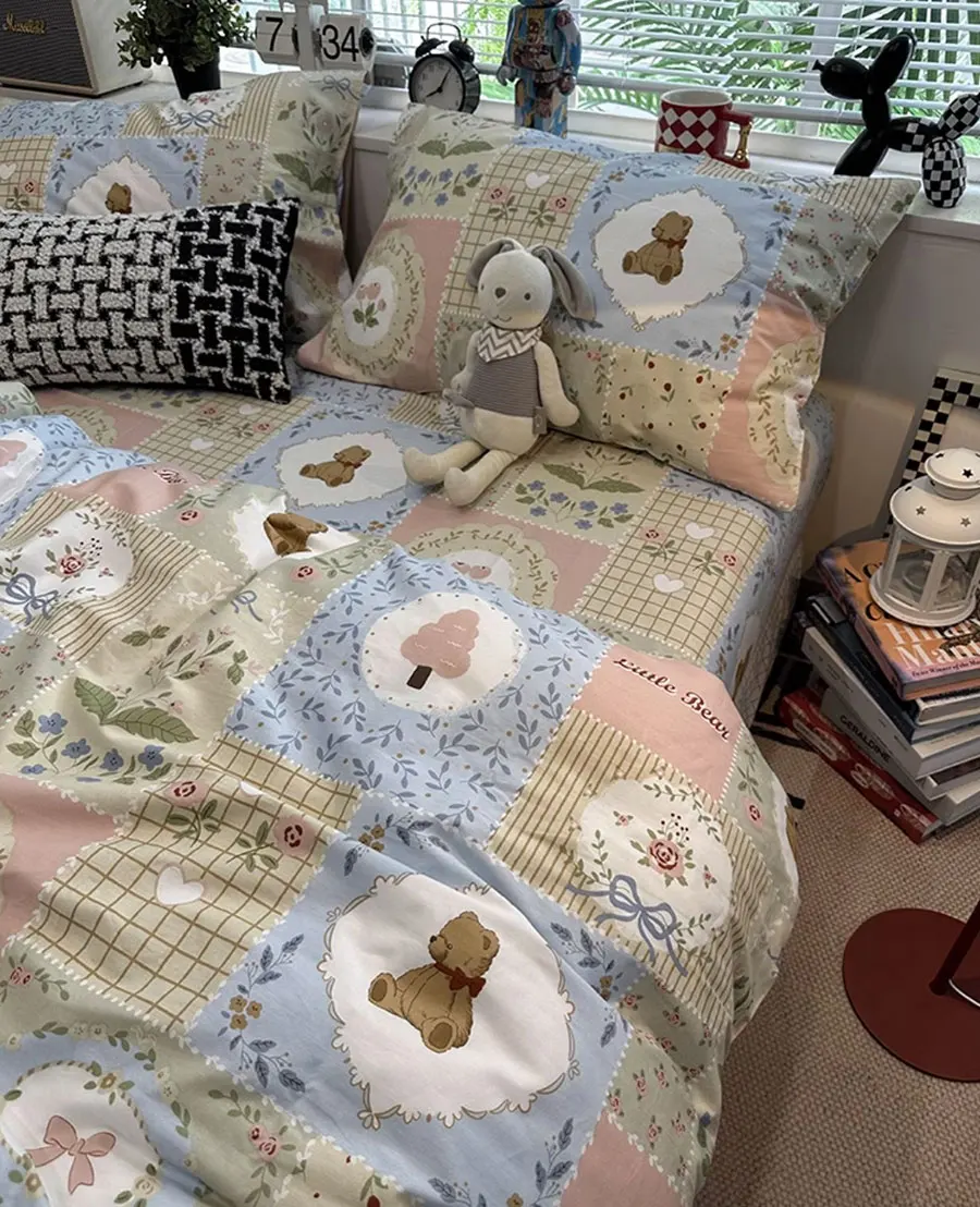 Винтажный набор с медведем цветочным оформлением 1 2 5 8 двухспальная двуспальная