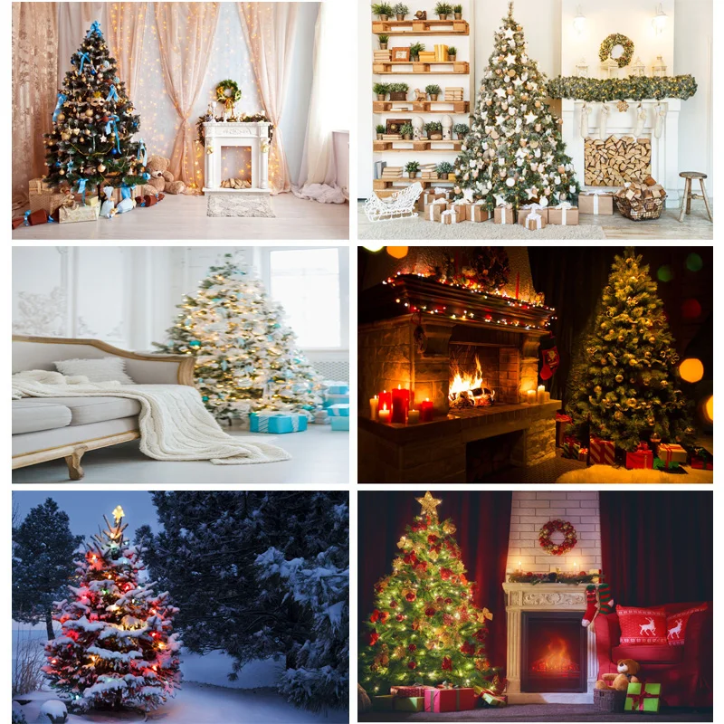 

Vinyl Custom Christmas Day Photography Backdrops Prop Christmas Tree Festival Theme Photo Studio Background XT20924SD-09