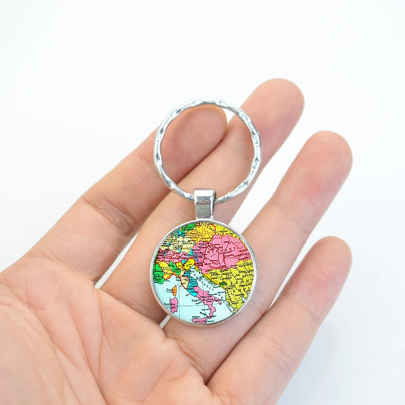 Брелок для ключей с картой европейских стран Франция Польша Испания Нидерланды