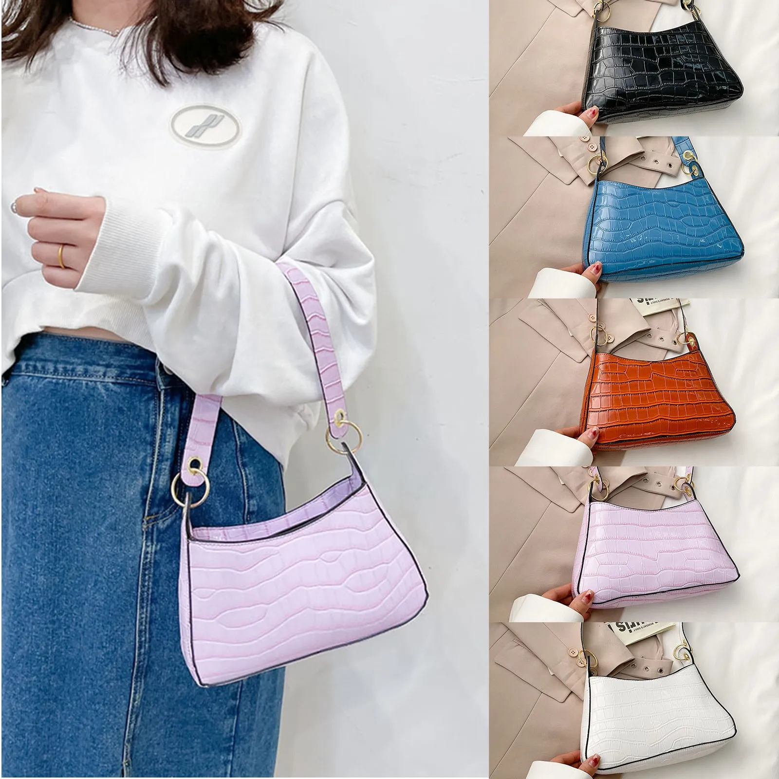 

Classic Messenger Bag Women's Armpit Texture Design All-Match Bag Bag Retro One-Shoulder Cute Purses And Handbags