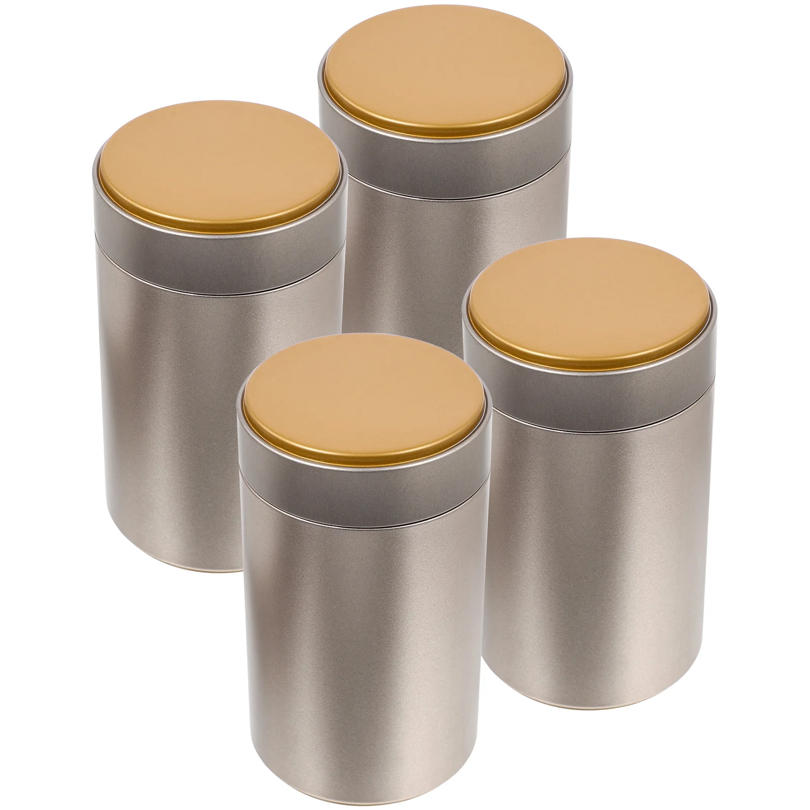 

4 Pcs Metal Gift Jar Canisters Tea Leaf Loose Storage Jars Sealed Container Lids Spice Containers Bag Portable