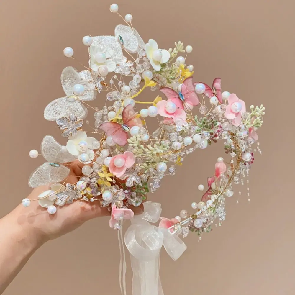 Модная лесная гирлянда головной убор бабочка цветочная корона жемчужный обруч