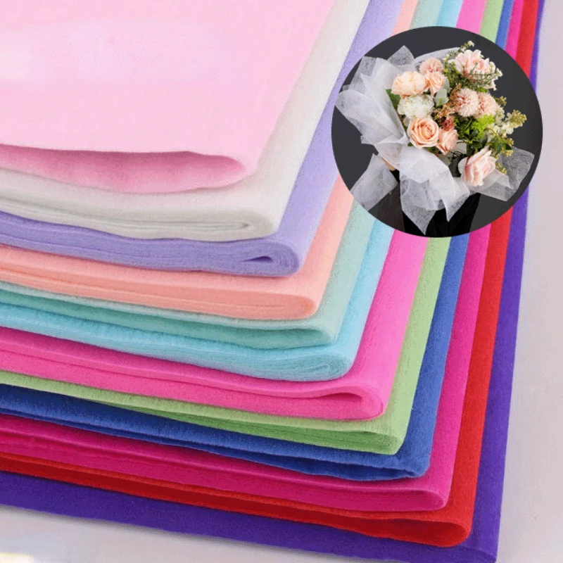 

30pcs Non-woven Solid Color Plain Cotton Paper DIY Cartoon Bouquet Flower Wrapping Paper Flower Gift Paper Florist Tools 50x50cm