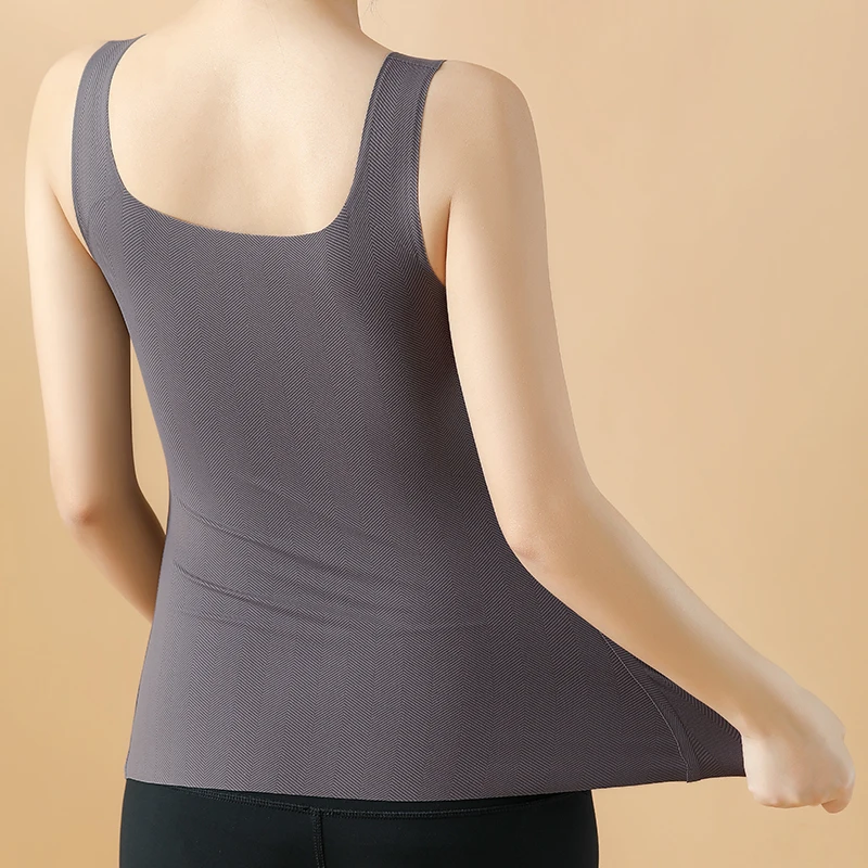 Autumn Winter Plus Velvet Seamless Thermal Women Vest  inner Pad Cup Volcanic Rock Keeping Warm Thermal Women Underwear Clothes