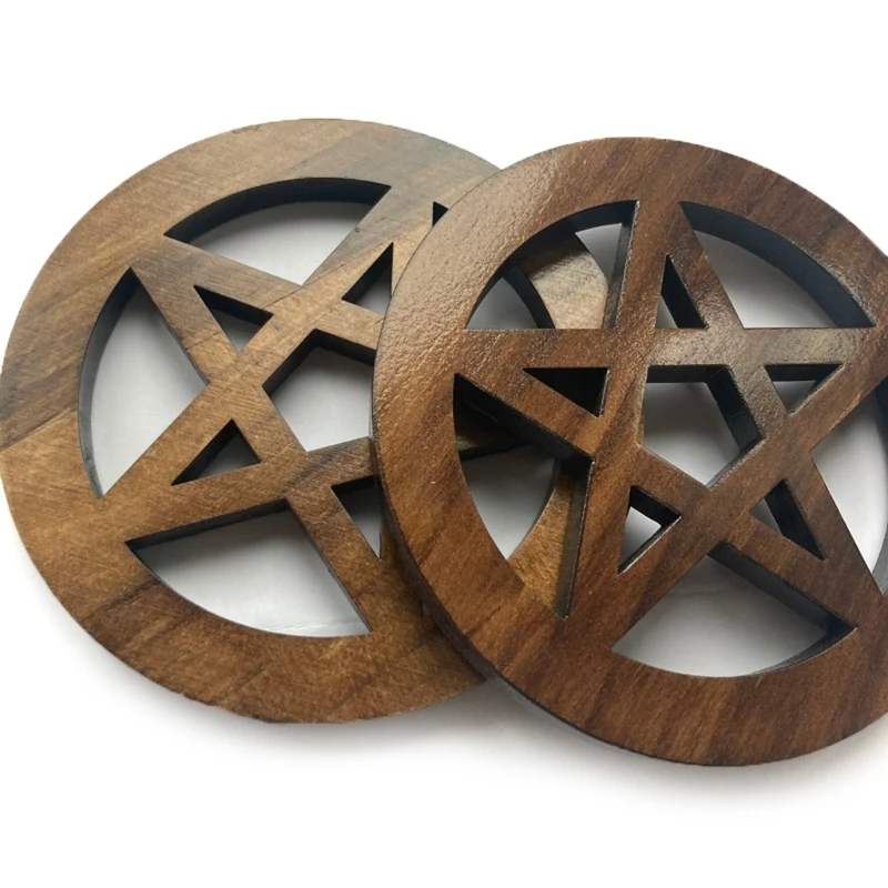 Круглая звезда внутри деревянных подставок коврик для чайника чашка с принтом