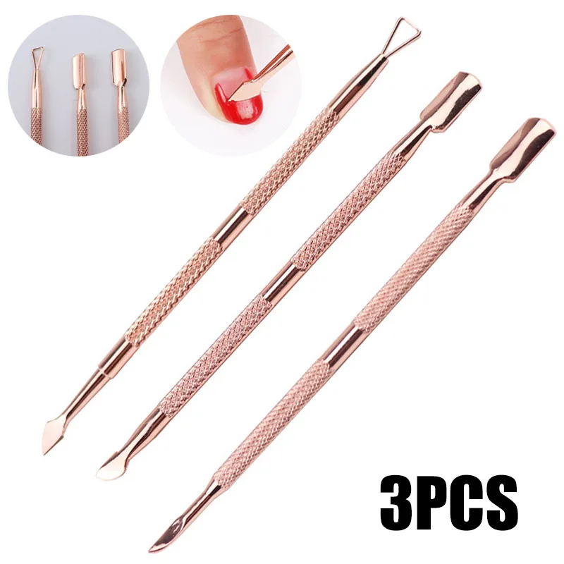 

3pcs Double Ended Nail Cuticle Pusher Stainless Steel Pedicure Dead Skin Remover Care Nail Cuticle Clean Manicure Tools Set