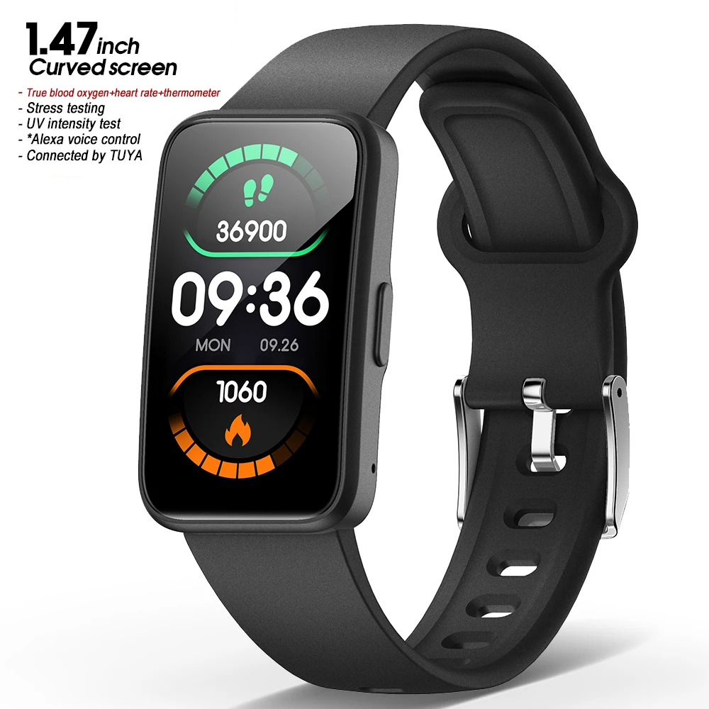 

2022 New 1.47 inch Health Smart Watch Women Blood Oxygen Monitor UV Intensity Test Alexa Voice Control Sports Smartwatch for Men