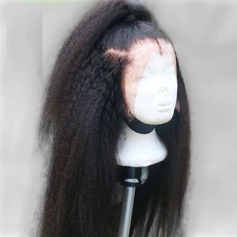 

Yaki 180 Density Soft 26 Inch Long Kinky Straight Lace Front Wig For Women Synthetic Babyhair Daily Glueless Cosplay Wig