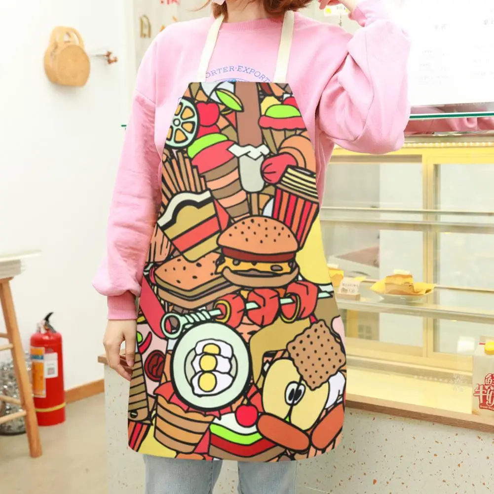 

Фартук с принтом гамбургеров и сладкой еды, водонепроницаемый маслостойкий для женщин и мужчин, проволочный домашний фартук, кухонный аксе...