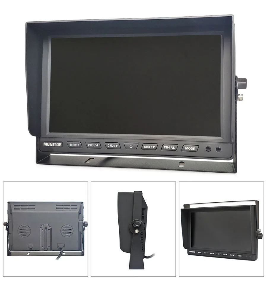 Фото DIYKIT 1920x1080 10.1-дюймовый IPS-монитор с 4-канальным разделением экрана на 4 части, HD-монитор для автомобиля с камерой заднего вида AHD, водонепроницаемый IP68 №5