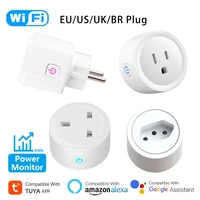 tuya smart plug euusukbr 16a wifi outlet with power monitor function app remote timing socket works with alexa google home