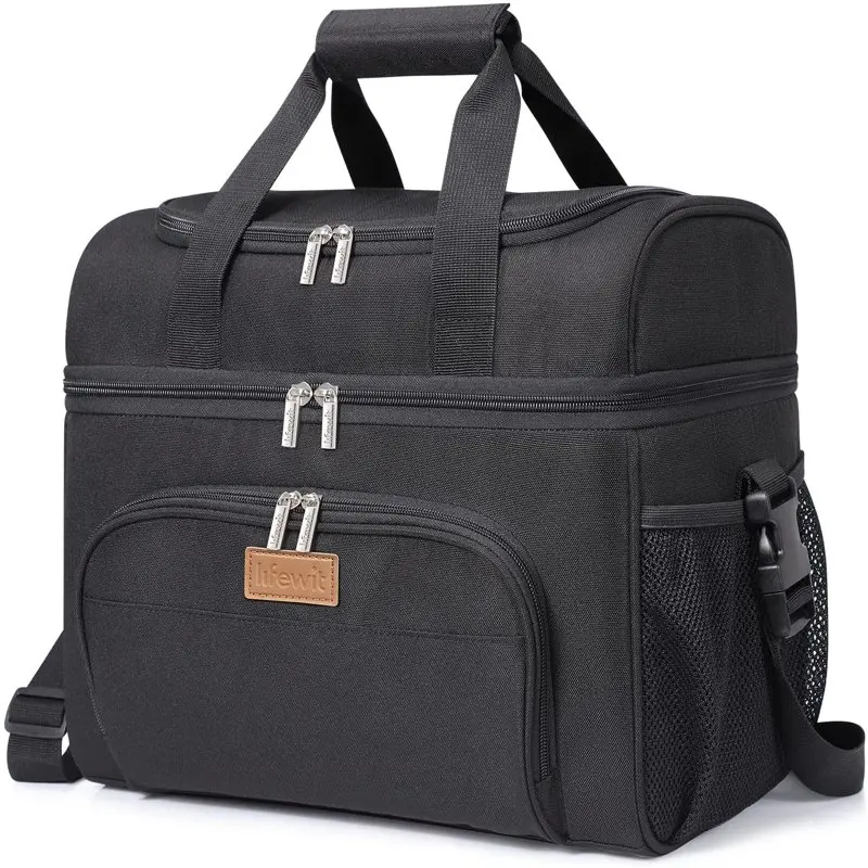 

Can Soft Cooler Bag Lightweight Portable Cooler Tote Double Layer, Black