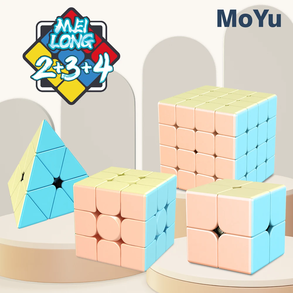 

MoYu MEILONG 2x2 3x3 Magic Cube 4x4 Professional Pyramid Speed Cube Macaroon Series Speed Puzzle Fidget Toys for Children