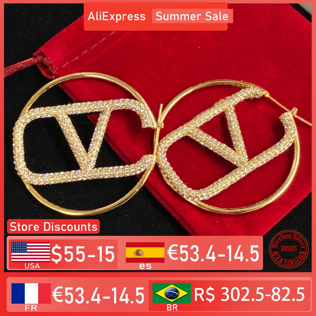 

S925 Sterling Silver women's hollow out Zircon Earrings, fashion style, couple gifts, gold-plated jewelry, high-grade jewelry