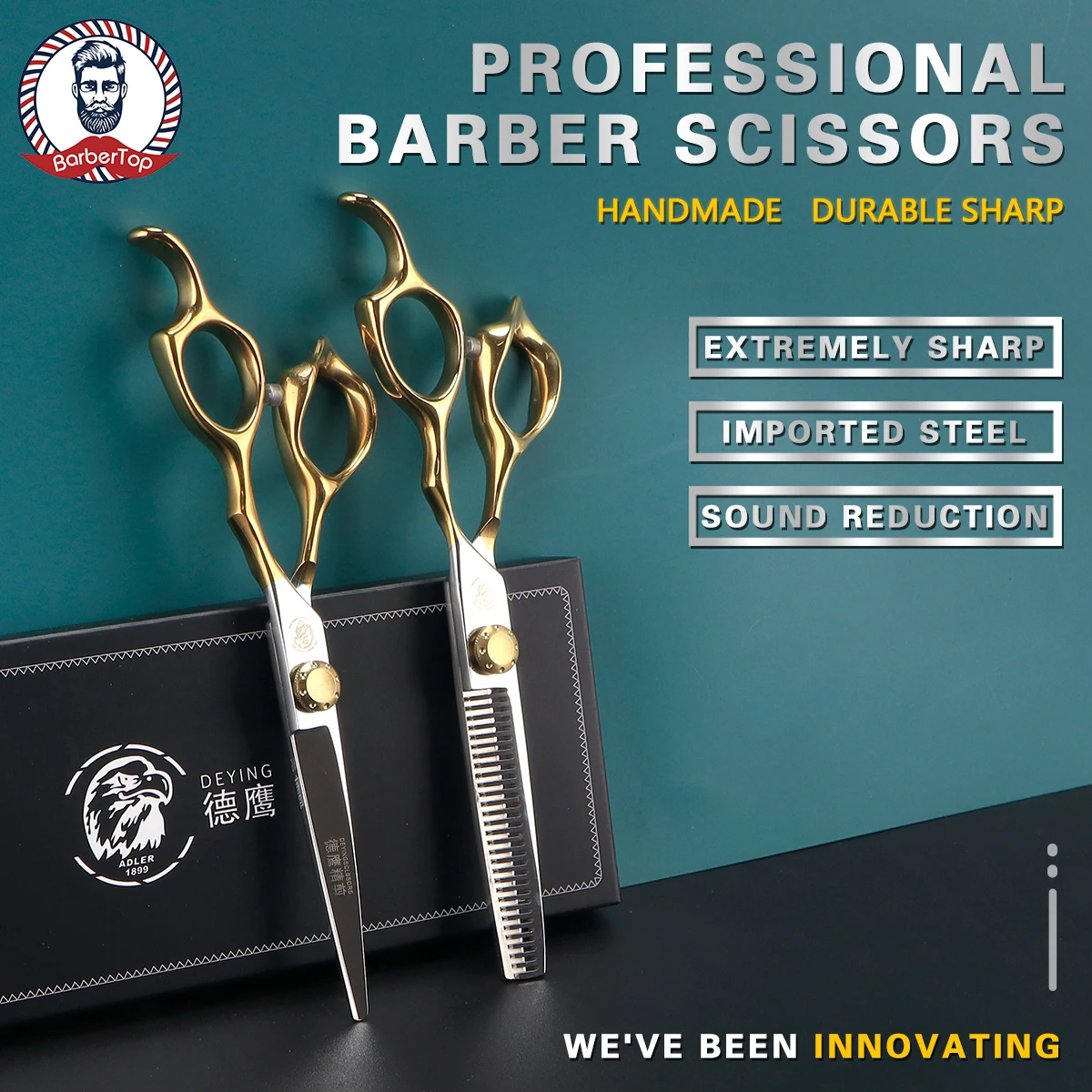 Стальные ножницы для стрижки волос BARBERTOP Jp440c парикмахерские с расческой