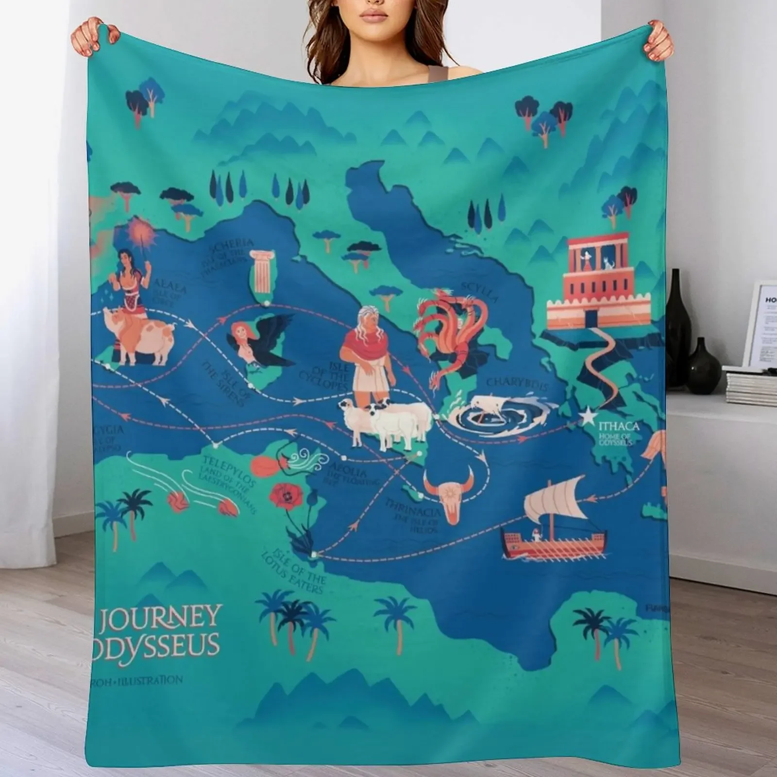 Карта Одиссея - пледы Путешествие роскошные одеяла St Thermals для путешествий
