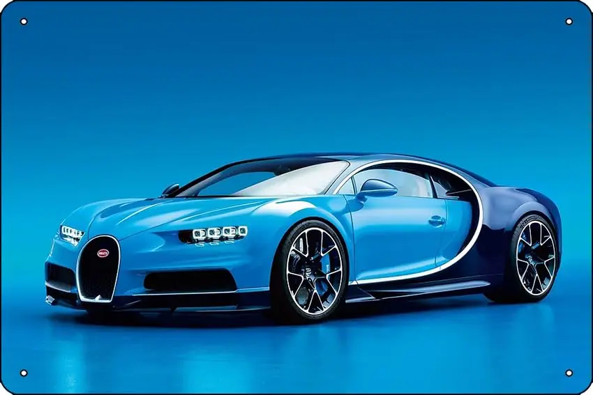 BUGATTI CHIRON спортивный автомобиль постер металлический жестяной знак 12X8 дюймов