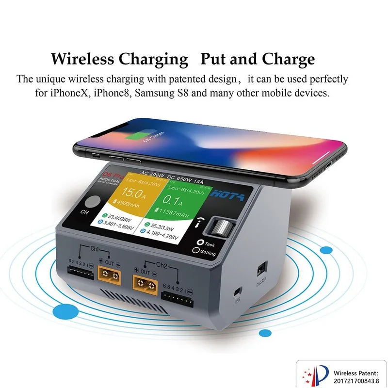 Цена Умное зарядное устройство Hota D6 Dual/Pro, 200 Вт, постоянный ток, 650 Вт, 15 А, для Lipo, Liion, Nimh аккумуляторов, с беспроводной зарядкой Iphone, Samsung Продажа Умное зарядное устройство Hota D6 Dual/Pro, 200 Вт, постоянный ток, 650 Вт, 15 А, для Lipo, Liion, Nimh аккумуляторов, с беспроводной зарядкой Iphone, Samsung