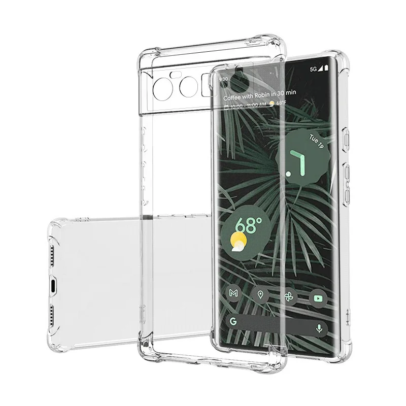 

For Google Pixel 8 Pro Phone Case,Clear Slim Fit TPU Transparent 4 Corner Shockproof Airbag Cover for Google 7A 7 6A 6 Pro 4xl 4