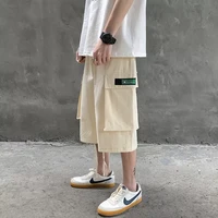2022 summer black pocket multifunction cropped trousers streetwear sweatshorts 5xl men ins korean fashions cargo shorts