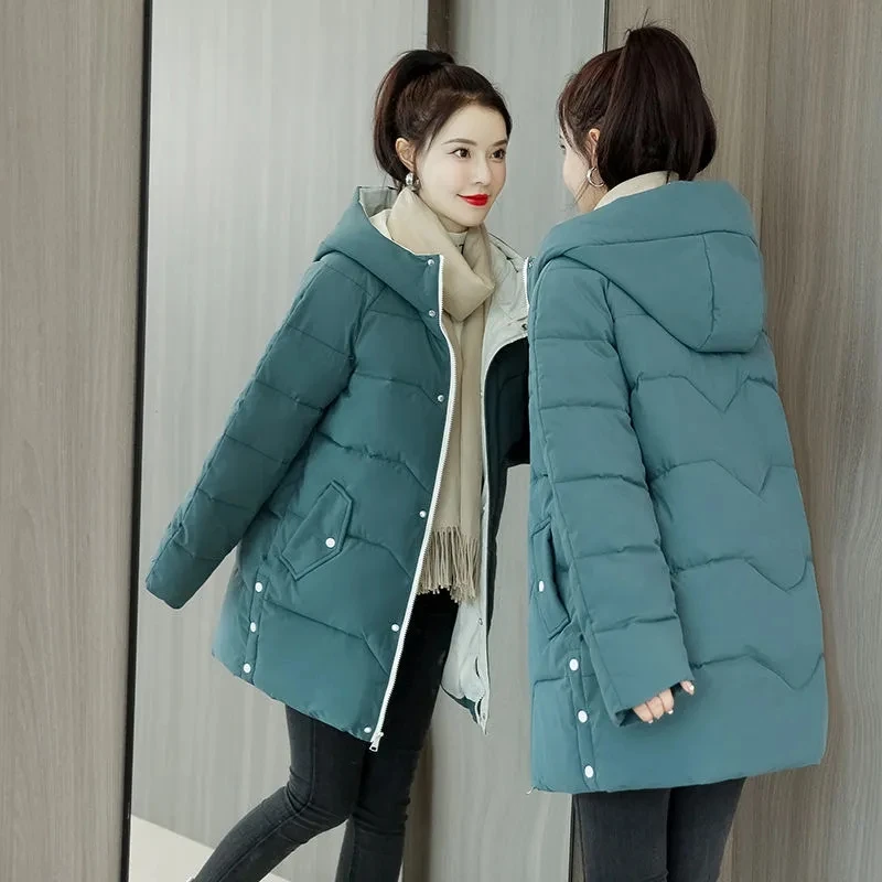 Oversized 3XL For 80kg Loose Hooded Cotton Padded Thicken Jacket Winter Warm Windproof Women Coats Korean Long Sleeve Parkas