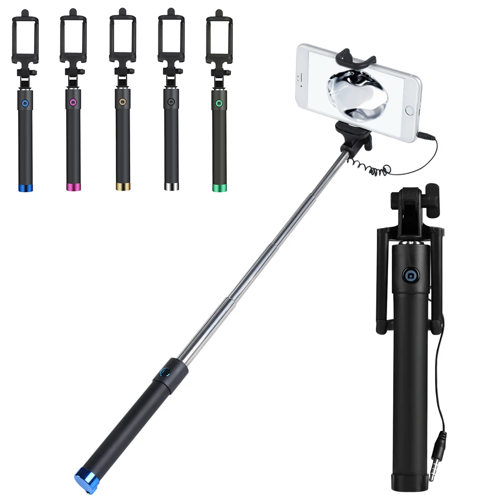 1Pc Universal Handheld Wired Selfie Stick Monopod Extendable Pole For iPhone Samsung For Smart Phone Portable Travel Selfie Tool