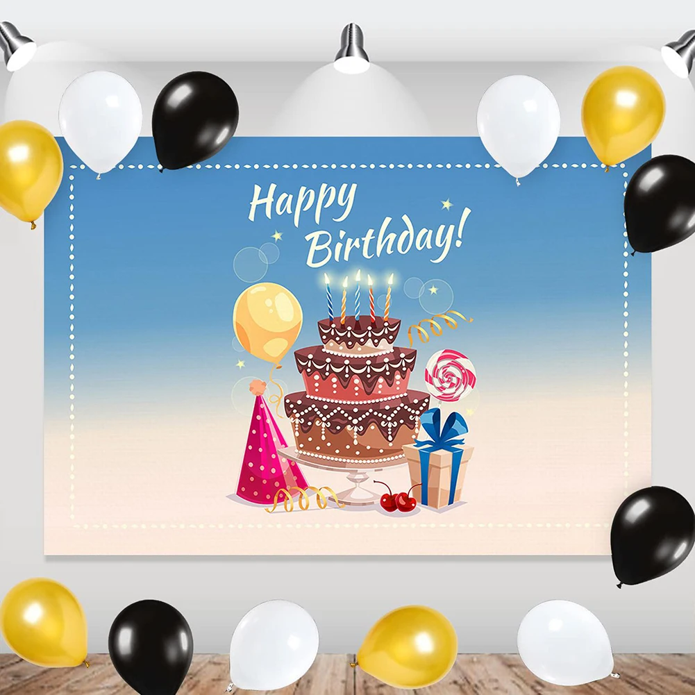 

1Pc Background Cloth Backdrop Banner Birthday Poster Template Polyester 100*150cm Washable For Birthday Ornament Party