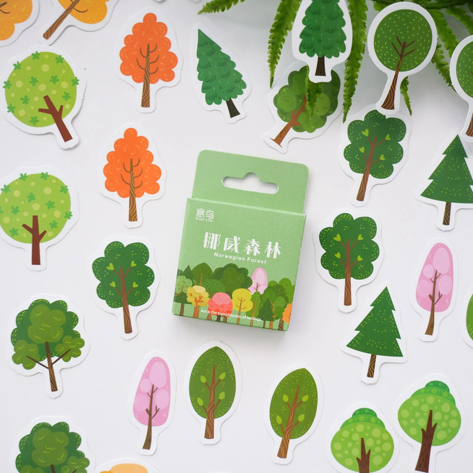 

46 Pcs Tree Scrapbook Stickers Green Tree Forest Sticker Small Size Scrapbooking Stickers For Album Diary Laptop Handmade Card