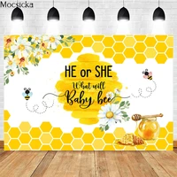 mocsicka gender reveal background photography spring bee floral decor newborn shower child portrait photo backdrops banner