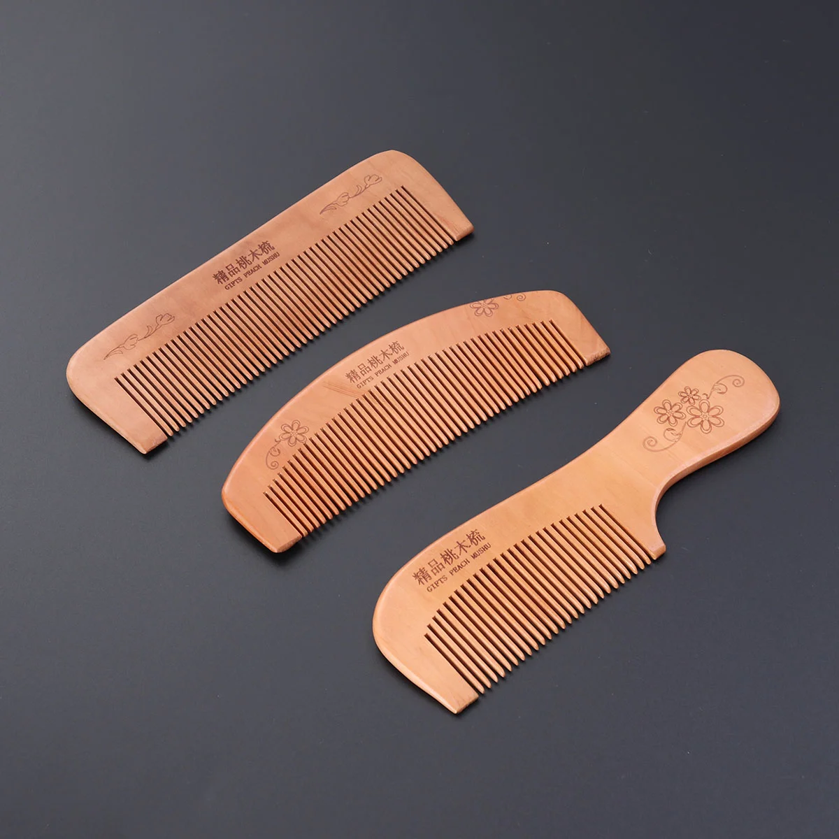 

Comb Wood Wooden Hairwide Peach Natural Combs Pocket Anti Static Sandalwood Handle Carved Detanglingmen Dressy Fine