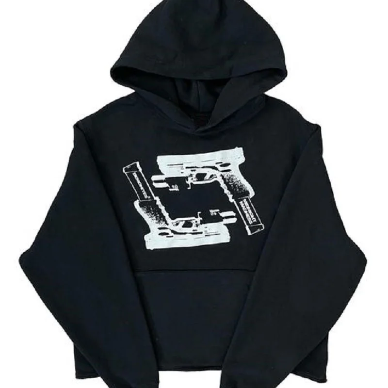 

Худи Y2K в готическом стиле с графическим принтом, уличный кроп-топ в стиле Харадзюку и гранж с пистолетным принтом, y2k пуловеры с круглым вырезом, худи, женская одежда в стиле панк