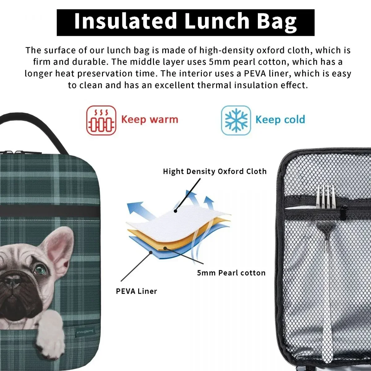 Сумка для обеда с животными французским бульдогом забавная коробка завтрака