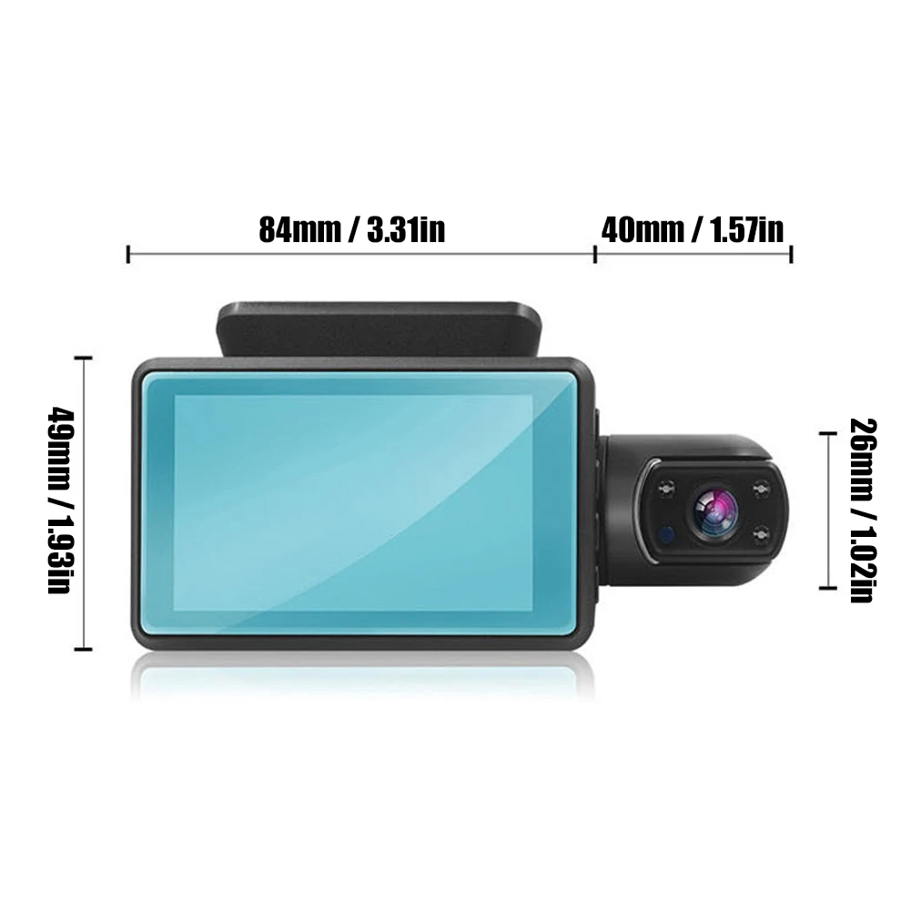 Автомобильный видеорегистратор с 2 объективами HD1080P в черном корпусе 3 0 дюймовый