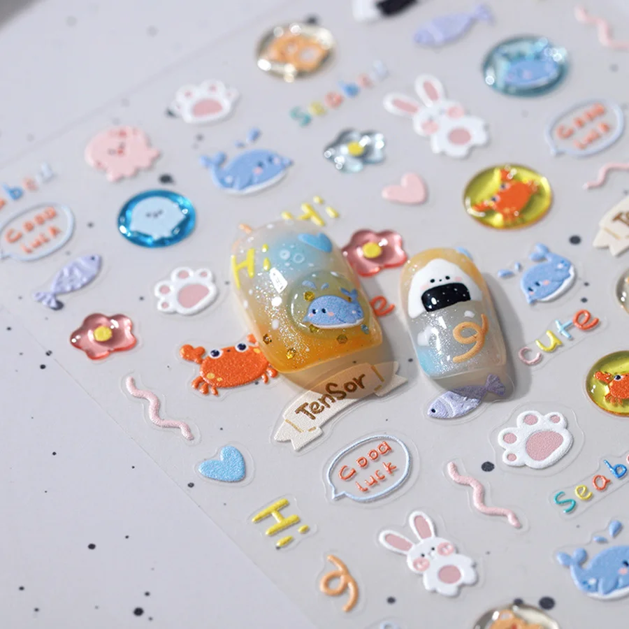 Летние морские наклейки для ногтей Kawai мечтательные океанские ракушки животный