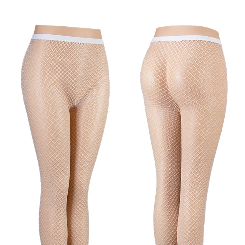 Luminous Fishnet Stockings for Moving One-pieces Mesh Leggings Tights High Waist Perspective Glow In The Dark Lingerie images - 6