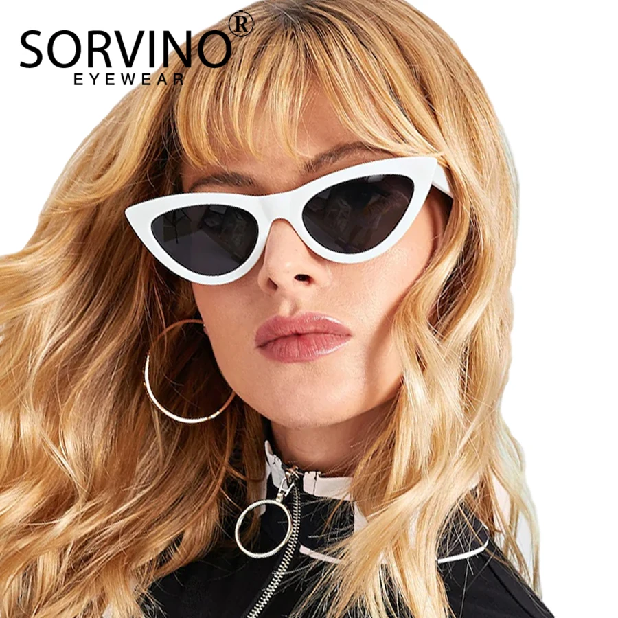 

SORVINO Retro Red Cat Eye Sunglasses Women Designer 90s Festival Flat Top Mirror Cateye Sun Glasses Fahion 2023 Lady Shades N256