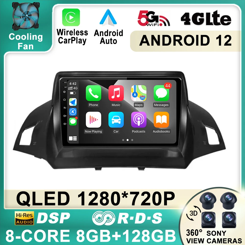 

Android 12 DSP 1280*720 для Ford Kuga 2 Escape 3 2012 - 2019 Автомагнитола мультимедийный видеоплеер навигация GPS No 2din 2 Din Dvd