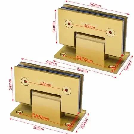 

2 шт., матовая золотая петля для стеклянной двери для душевой комнаты, двойная 90-градусная фурнитура для дверей ванной комнаты, аксессуары