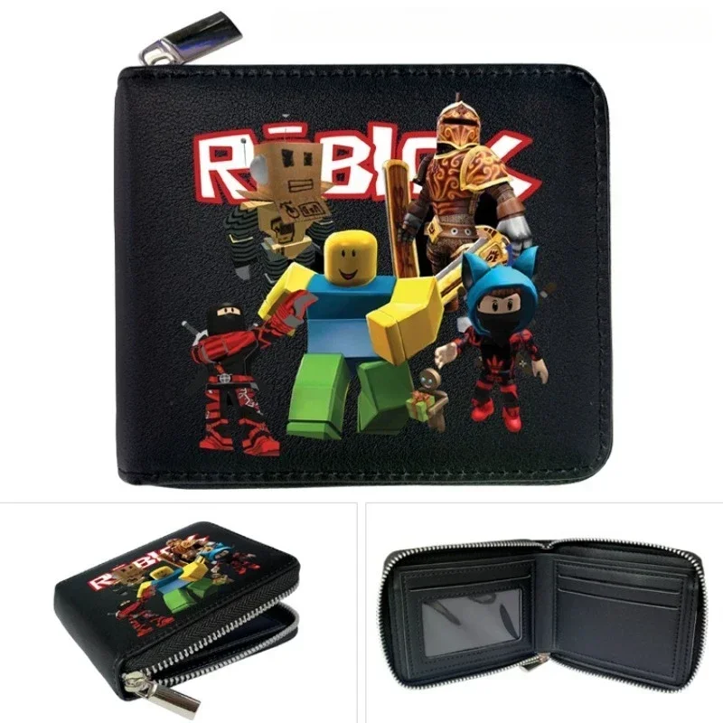 Фото Кошелек Roblox с принтом игровых персонажей, держатель для карт, короткий складной кожаный кошелек для хранения монет №3
