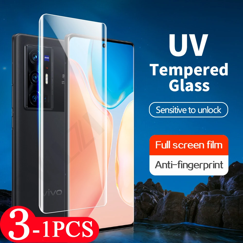 

3/2/1Pcs UV Tempered glass For vivo x50 x60 X60S x60T x70 pro plus screen protector phone protective film Glass smartphone