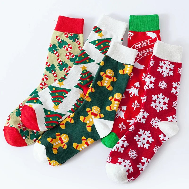Winter Crew Christmas Funny Cotton Socks Harujuku Cute Santa Snowman Funny Women Socks Kawaii Novelty Christmas Gifts 2021 New